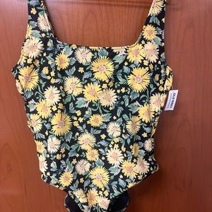 Old Navy Sunflower Print Floral Bright One Piece Bathing Swimming Suit Sz XL